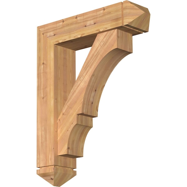 Ekena Millwork Balboa Arts and Crafts Smooth Bracket w/ Offset Brace, Western Red Cedar, 7 1/2"W x 30"D x 38"H BKT0806X30X38BOA03SWR - main